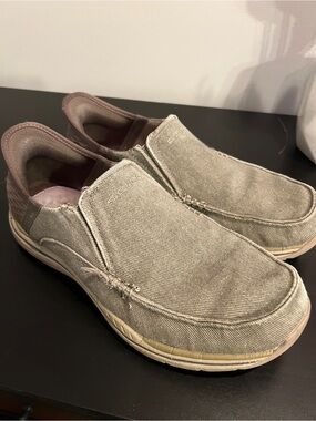 Skechers Men’s Slip-Ins Canvas Loafers in Taupe